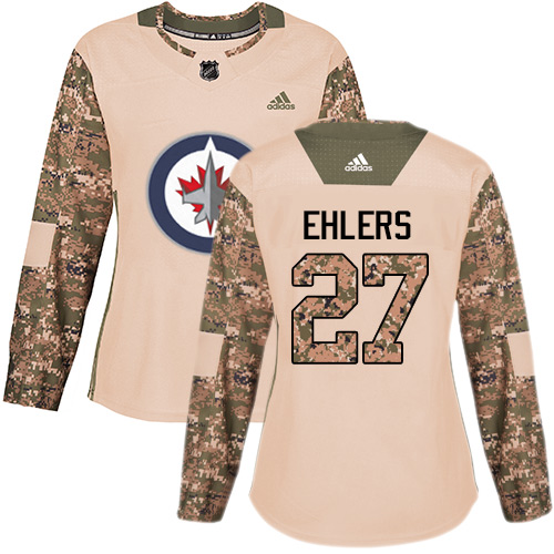 Adidas Jets #27 Nikolaj Ehlers Camo Authentic Veterans Day Women's Stitched NHL Jersey